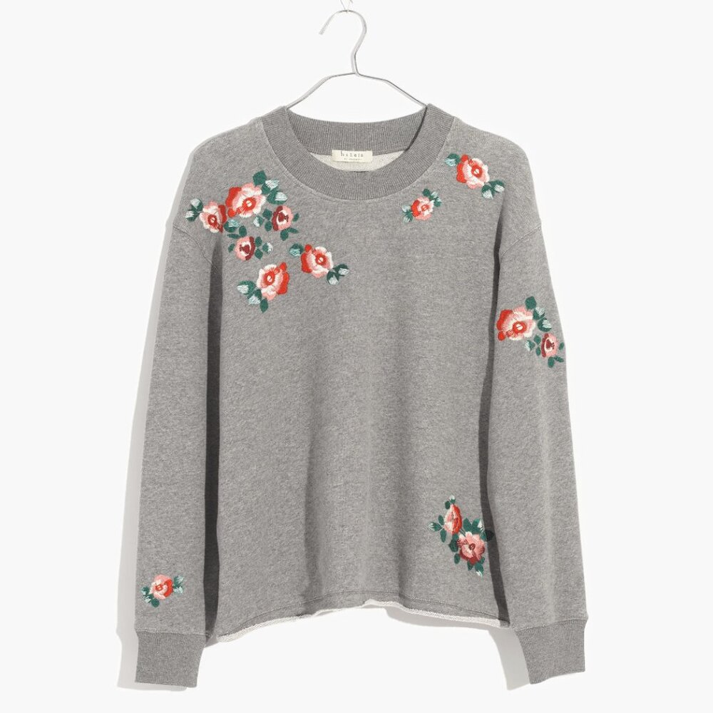 Madewell Floral Embroidered Cropped Sweatshirt